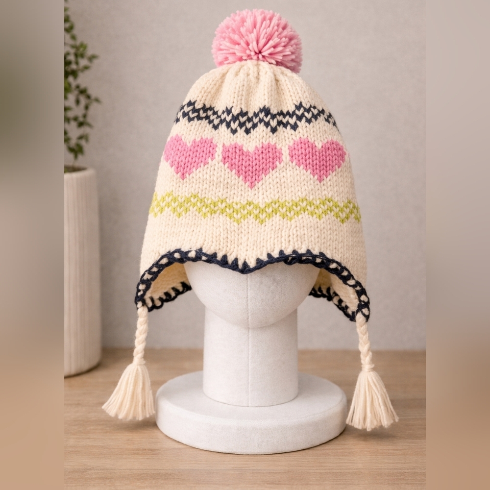 🌸Heart Pattern Knit Hat